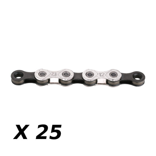 CHAINE VELO 12V. KMC X12 ARGENT/NOIR 126M ATTACHE RAPIDE (X25)
