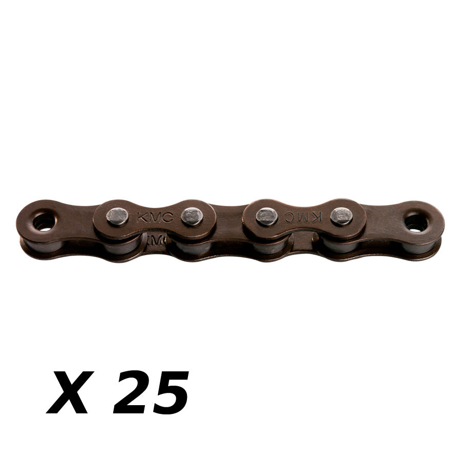 CHAINE VELO  1V. KMC Z1 WIDE MARRON 112M ATTACHE RAPIDE (X25)