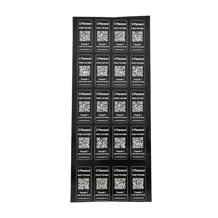 ETIQUETTE D'IDENTIFICATION BICYCODE/PARAVOL STICKER NOIR (STICKER X10)