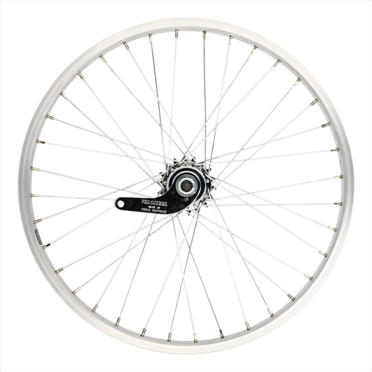 ROUE VTT 20" AR ECROU. AXE PLEIN MACH1. MOY. VELOSTEEL COASTER RETRO.