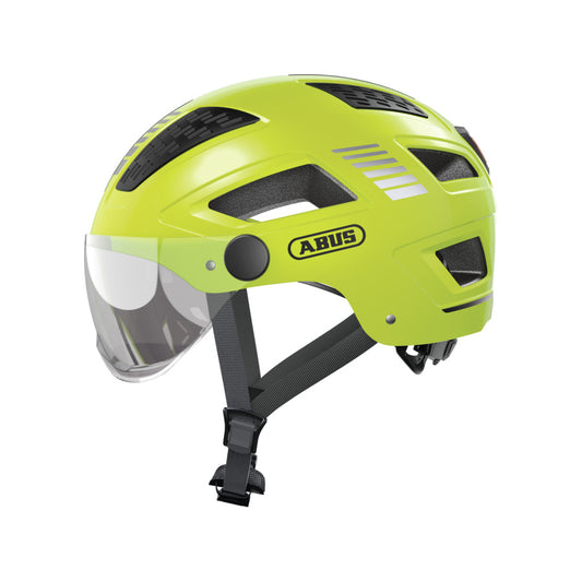 CASQUE URBAIN ABUS HYBAN 2.0 ACE JAUNE FLUO ABS ECLAIRAGE INTEGRE REGLAGE OCCIPITAL T.M