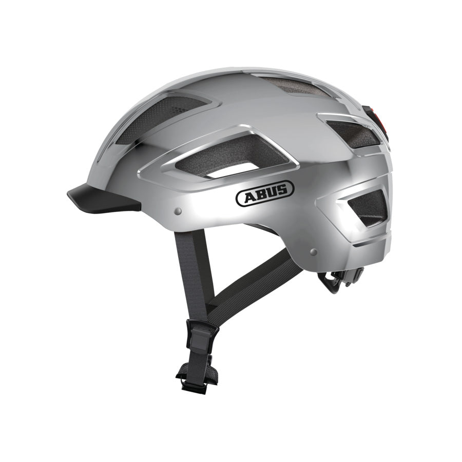 CASQUE URBAIN ABUS HYBAN 2.0 ARGENT ABS ECLAIRAGE INTEGRE AVEC REGLAGE OCCIPITAL T.L