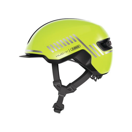 CASQUE URBAIN ABUS HUD-Y JAUNE FLUO IN MOLD ECLAIRAGE MAGNET. AVEC REGLAGE OCCIPITAL T.L