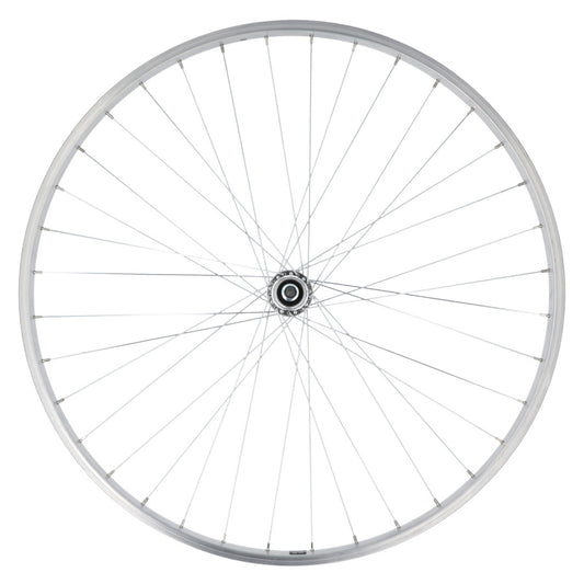 ROUE VTC 28" AR ECROU AXE PLEIN JANTE ARGENT MACH1 M110 MOY.VELOX URBAN A VISSER 1V V-BR.3