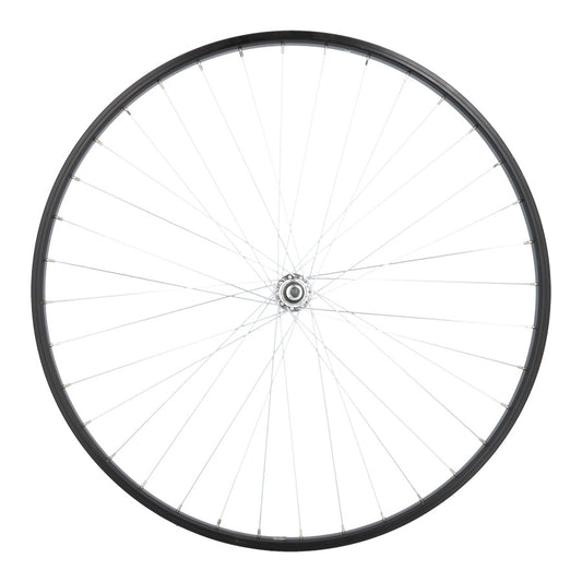 ROUE VTC 28" AV ECROU AXE PLEIN JANTE ALU NOIR MACH1 M110 MOY. VELOX URBAN V-BRAKE 36T