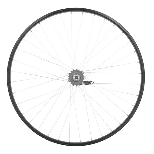 ROUE VELO URBAIN 28" AR ECROU. AXE PLEIN JANTE ALU NOIR MACH1 M110 MOY. VELOSTEEL COASTER