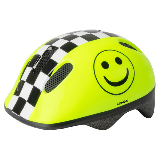 CASQUE ENFANT BABY M WAVE XS KIDS SMILE JAUNE FLUO AVEC REGLAGE OCCIPITAL 46/52