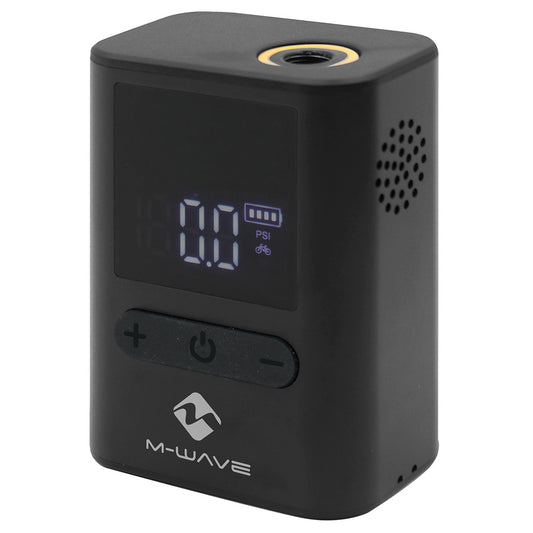 MINI GONFLEUR/POMPE/COMPRESSEUR ELECTRIQUE M WAVE ELUMATIK NOIR 120PSI/8 BAR -PORTABLE-