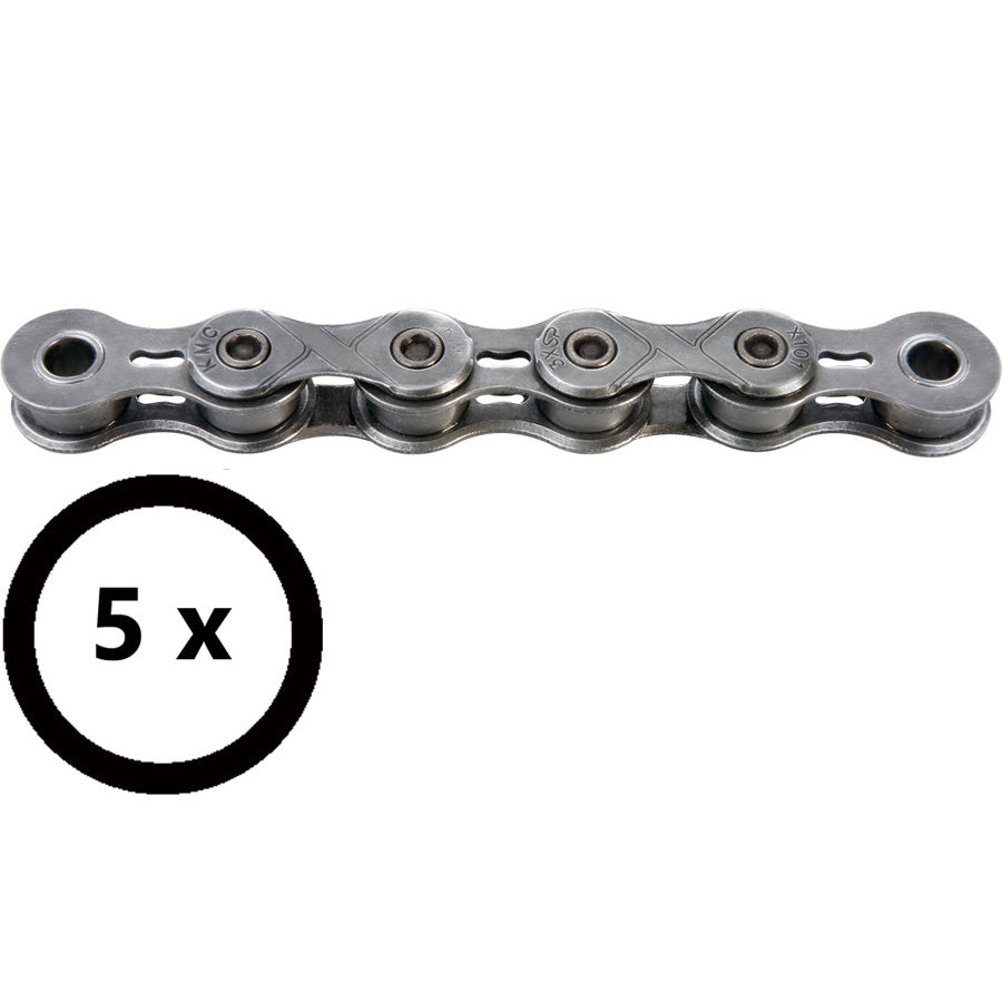 CHAINE VELO  1V. KMC E101 EPT ARGENT 112M ATTACHE RAPIDE ANTI ROUILLE (X5)