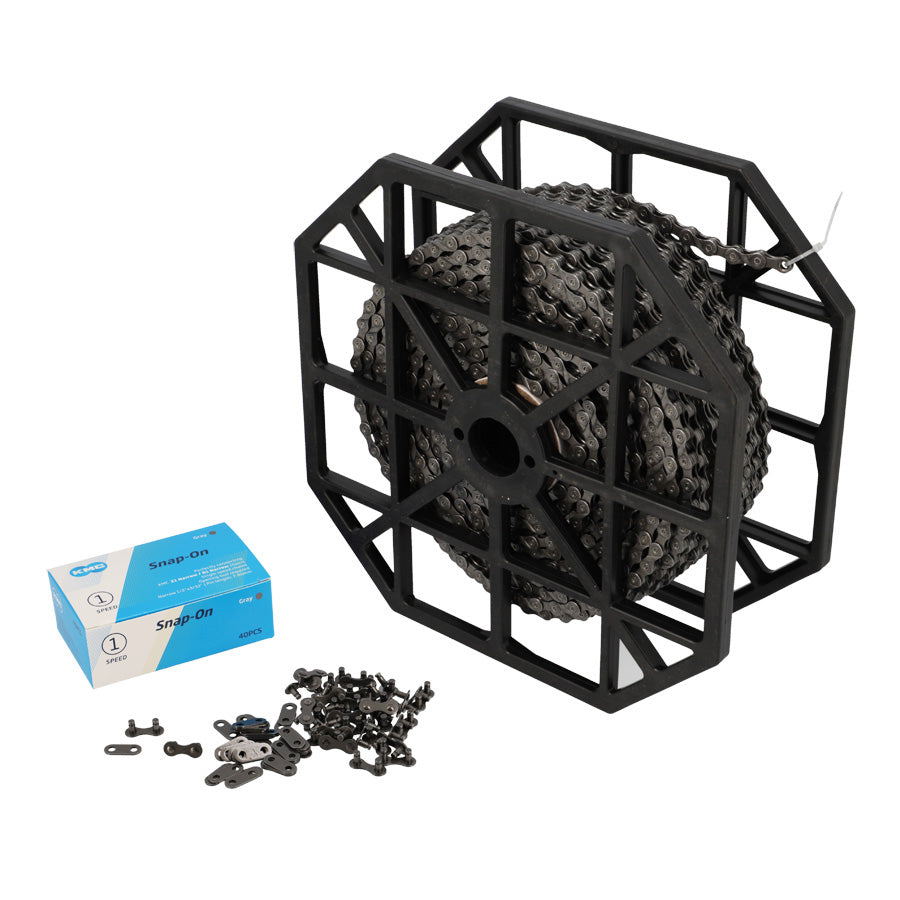CHAINE VELO  1V. KMC S1 WIDE MARRON (ROULEAU ATELIER 50 METRES + 40 ATTACHES RAPIDES)