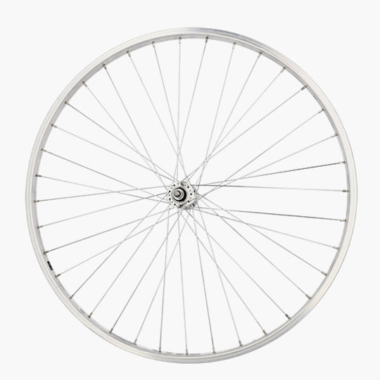 ROUE VTC 28" AV ECROU AXE PLEIN JANTE ALU ARGENT MACH1 M110 EVO MOY.MICHE MAG. V-BRAKE 36T