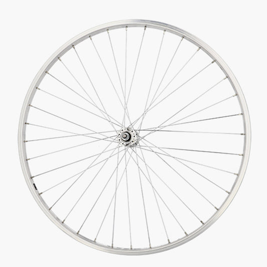 ROUE VTC 28" AV ECROU AXE PLEIN JANTE ALU ARGENT MACH1 M110 EVO MOY.MICHE MAG. V-BRAKE 36T