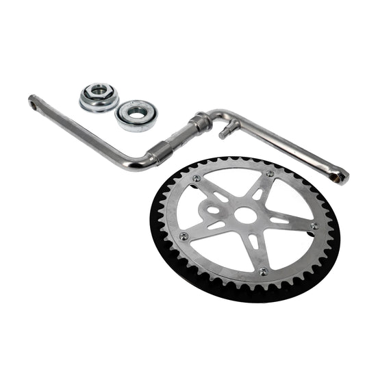 PEDALIER BMX MONOBLOC 44DTS ARGENT (ENSEMBLE AVEC CUVETTES) D1/2